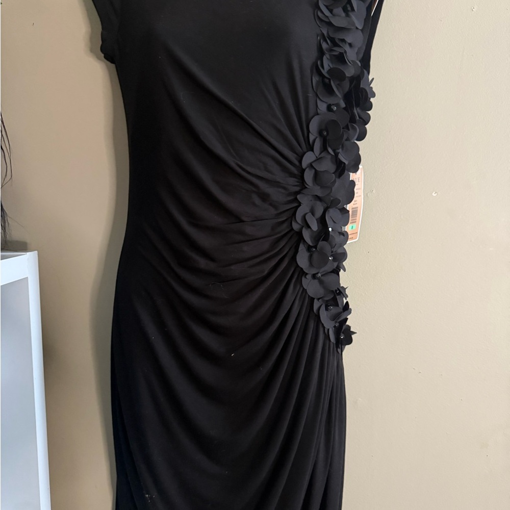 Nue by Shani Black Dress with Floral Accents